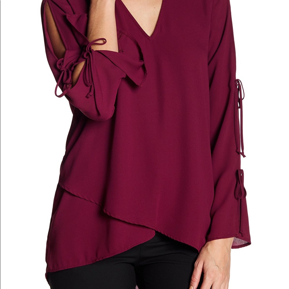 Burgundy color “Berry” Karen Kane Double Tie Top